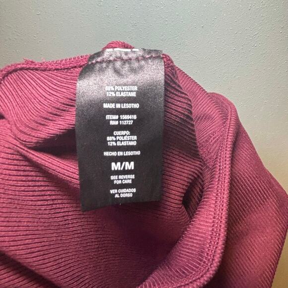 Lukka Lux Womens Ribbed Leggings Medium Burgundy Side Pockets Athletic - Picture 3 of 10